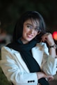 a woman wearing glasses