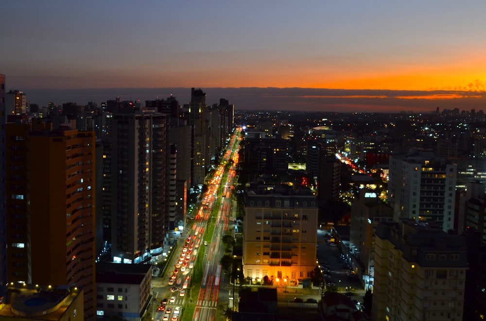 a city at sunset