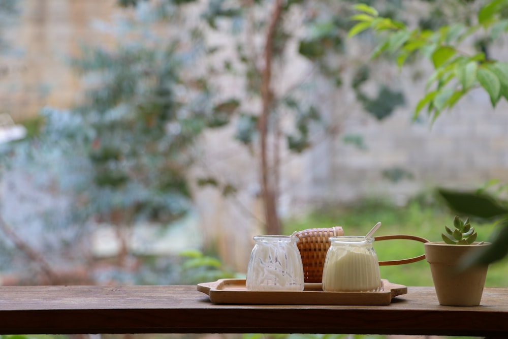 a group of cups on a table