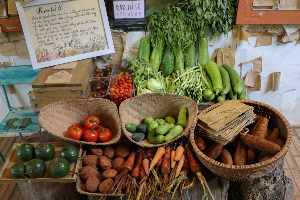 a table full of vegetables