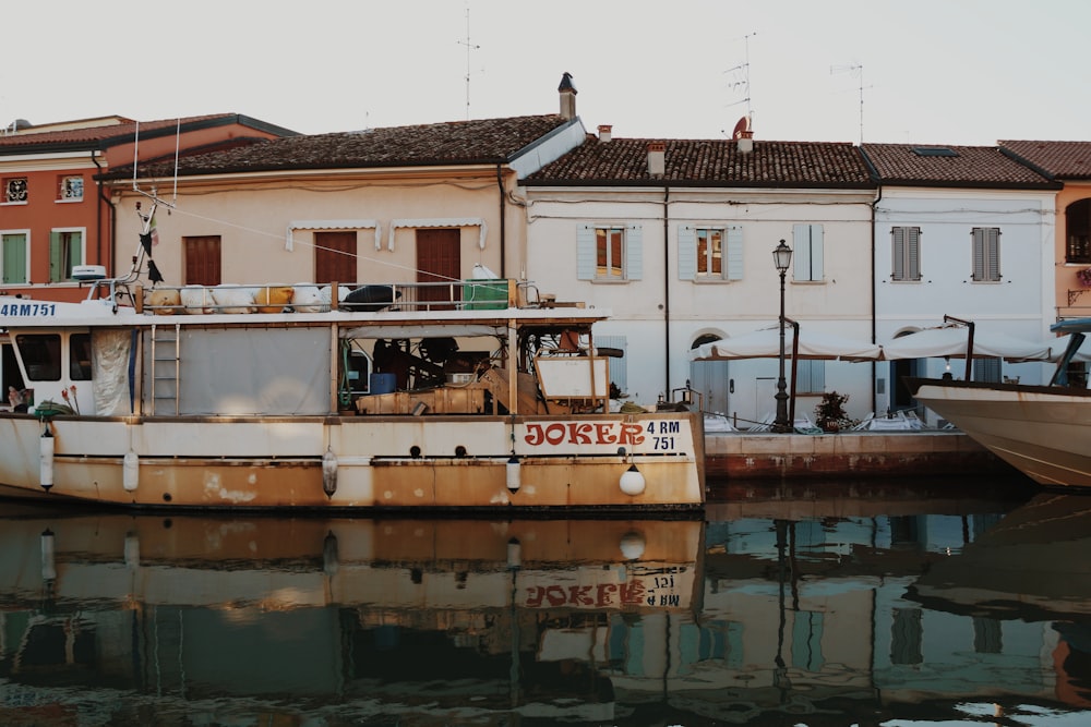 a boat docked in a harbor