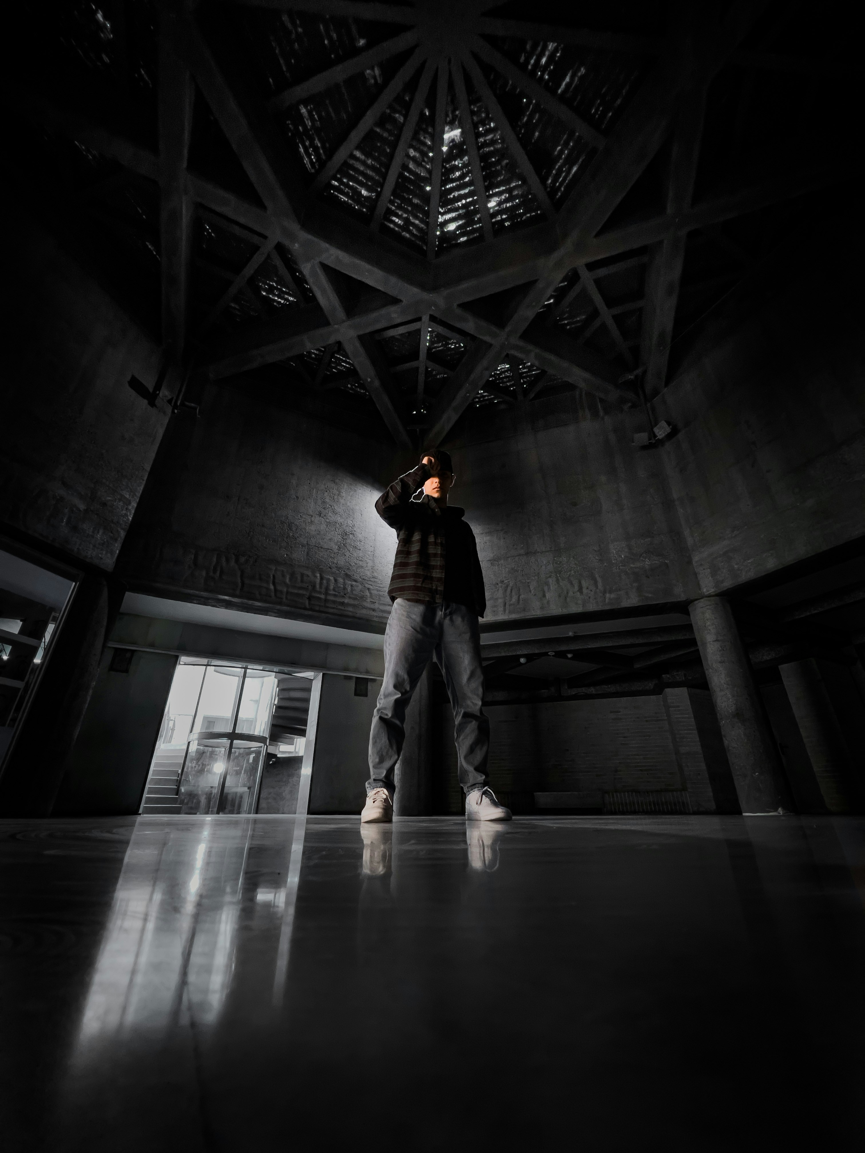 a person standing in a room