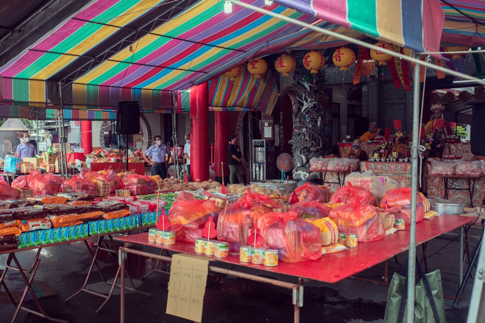 a market with various fruits and vegetables