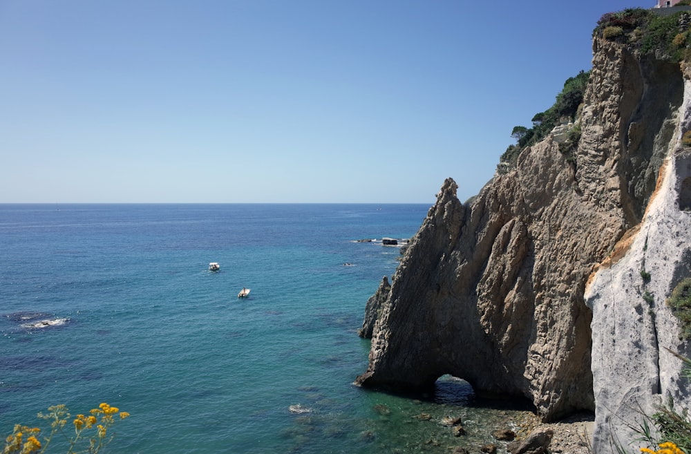 Una scogliera vicino all'oceano