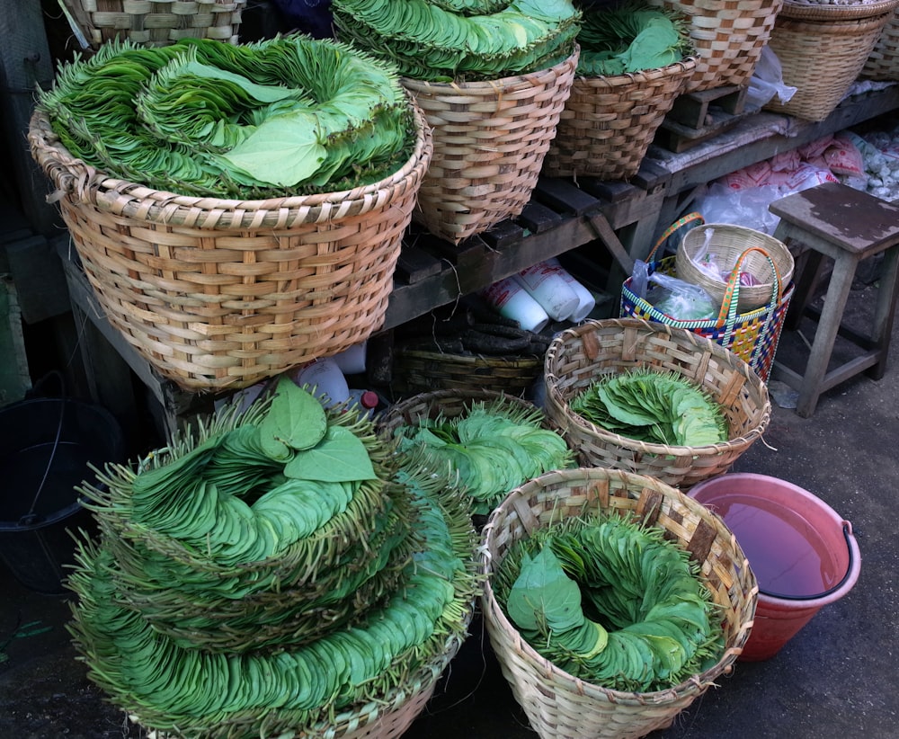 baskets of green beans