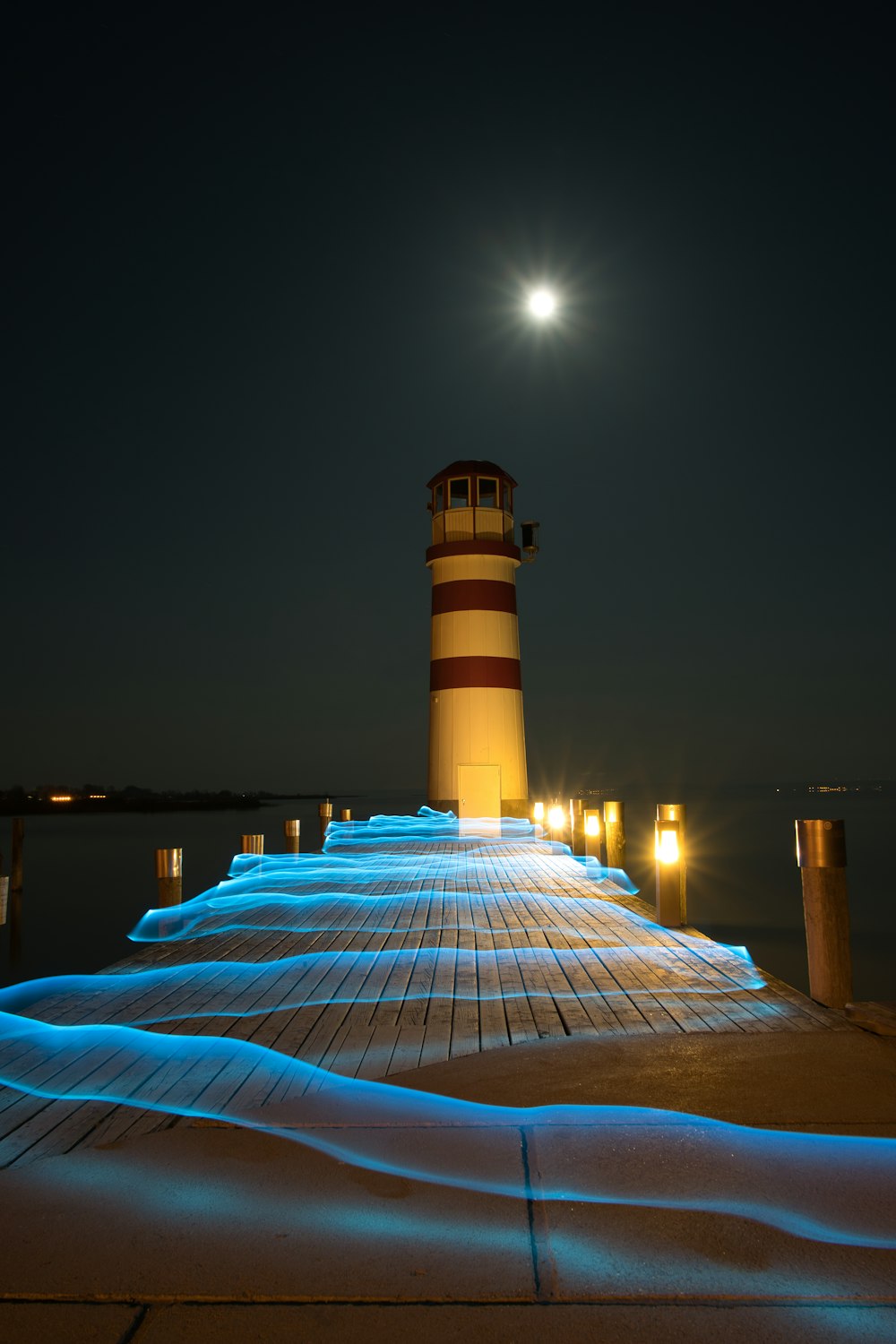 a lighthouse at night