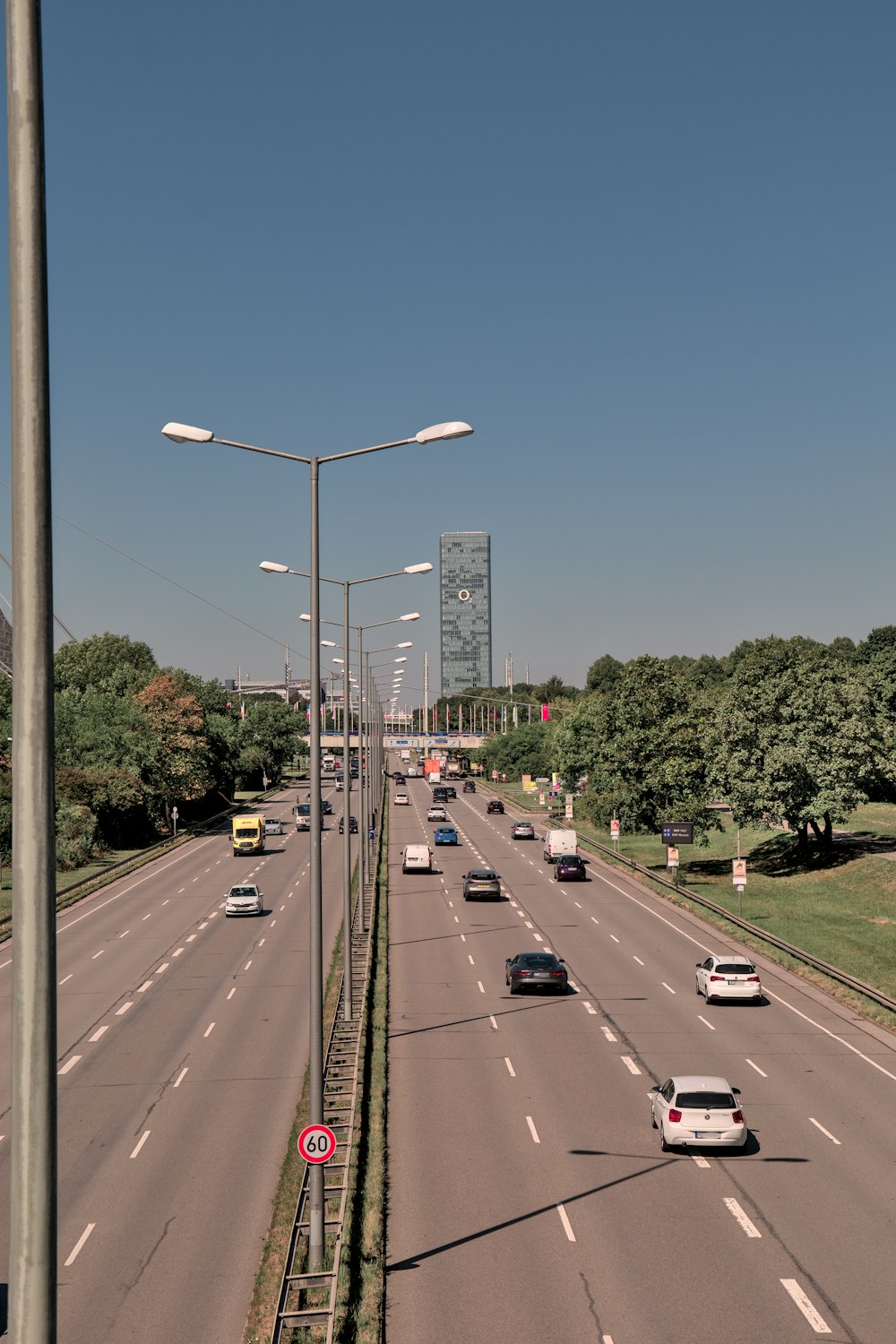 a busy highway with cars