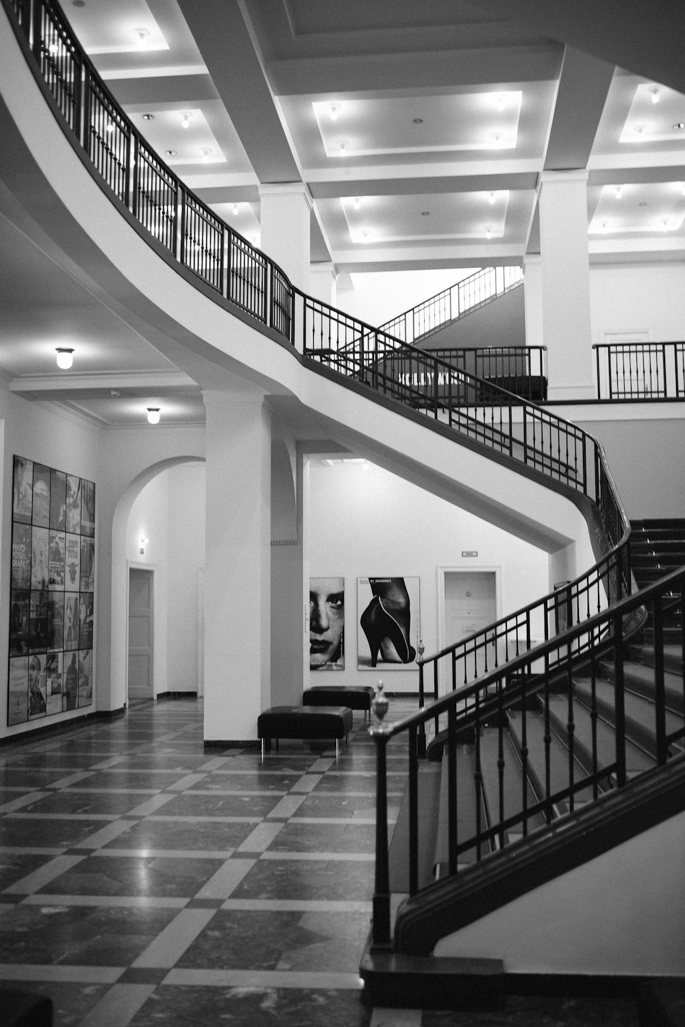 a staircase in a building