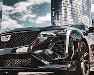 the front of a black car
