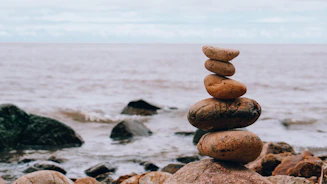 a stack of rocks on a beach