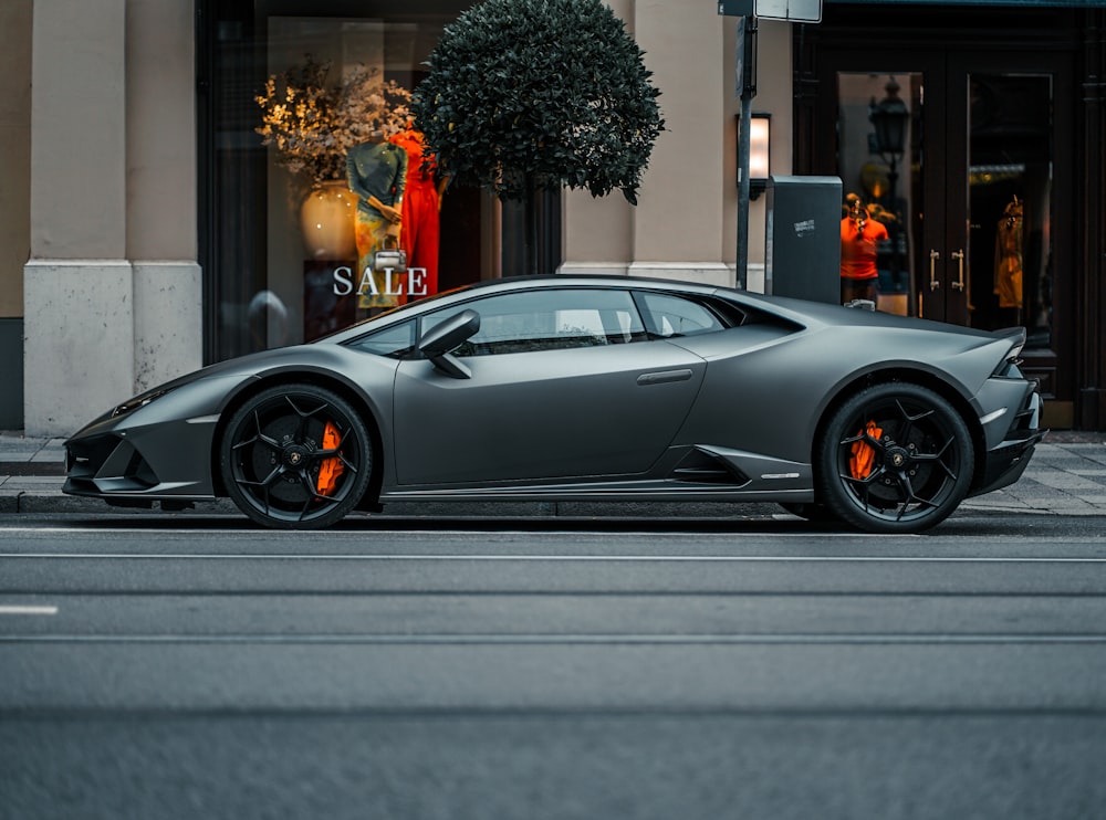 a car parked in front of a building