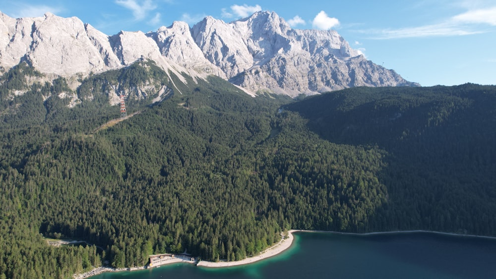 a lake surrounded by mountains