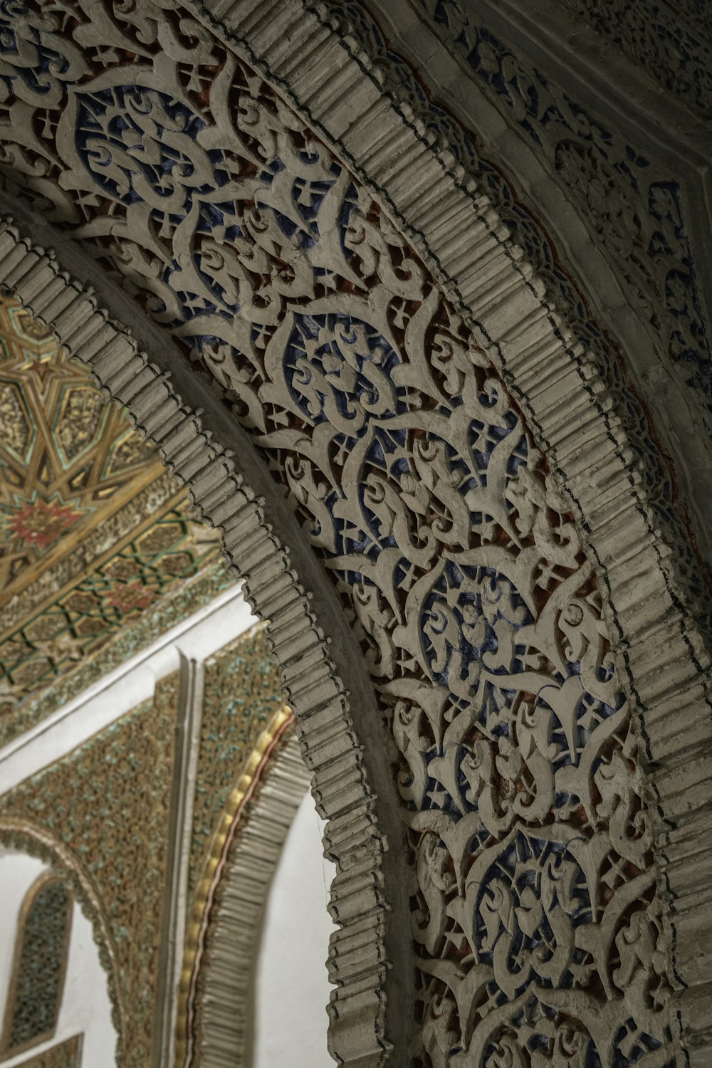 a ceiling with designs