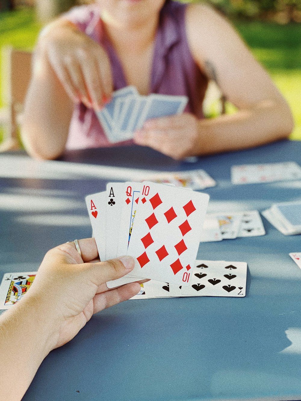 a person playing cards