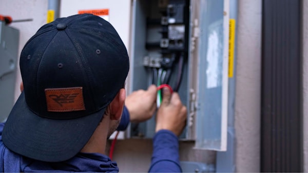Electrician using equipment