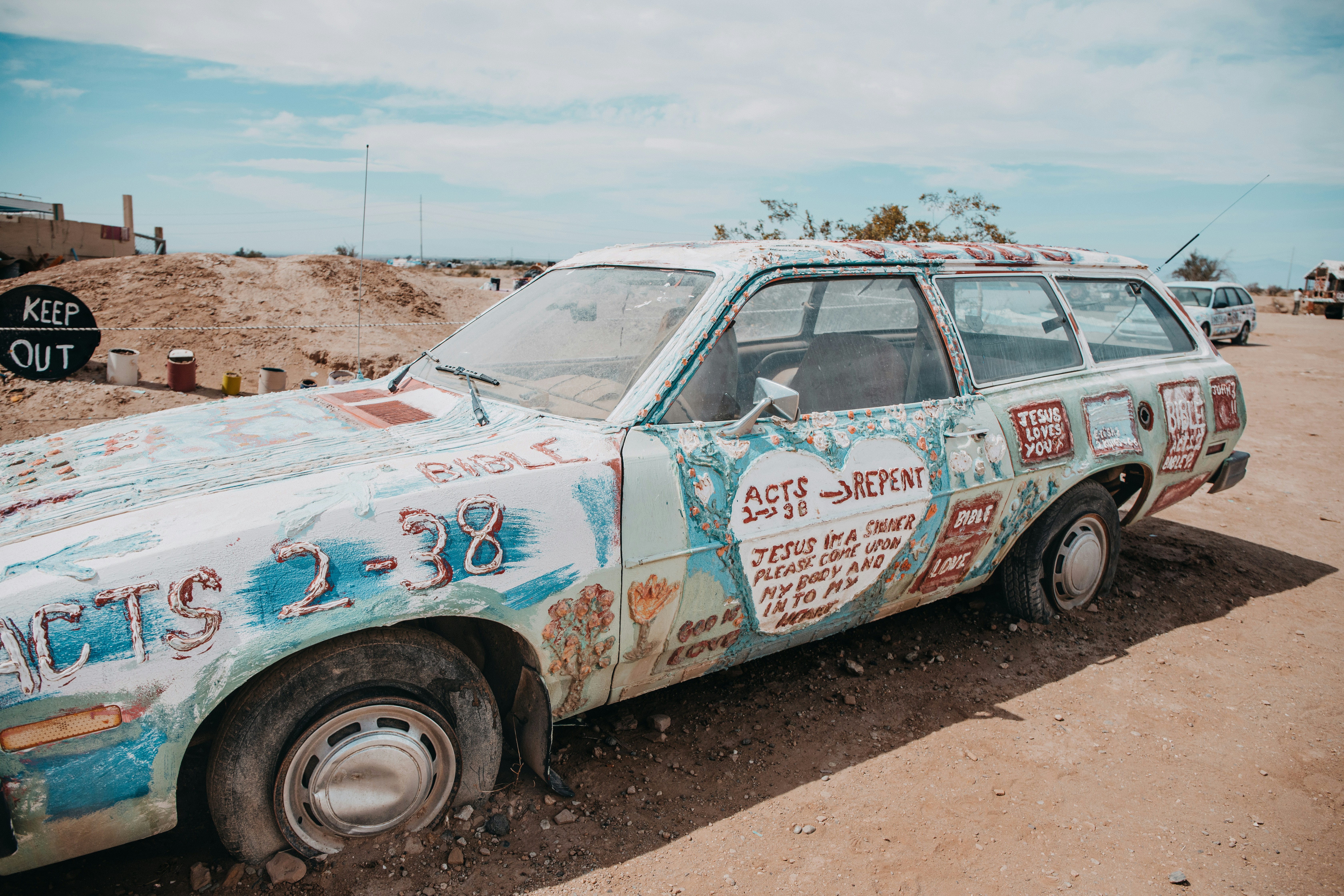 a car with graffiti on it