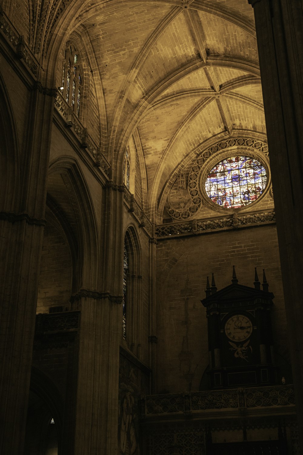 a clock in a large building