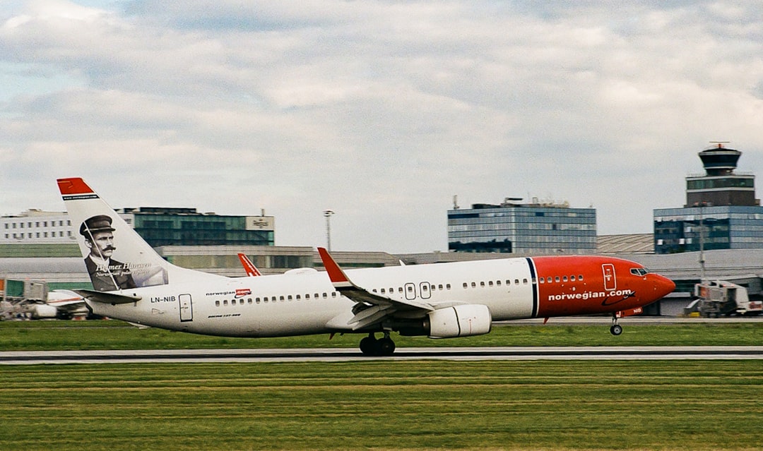 an airplane on the runway,
