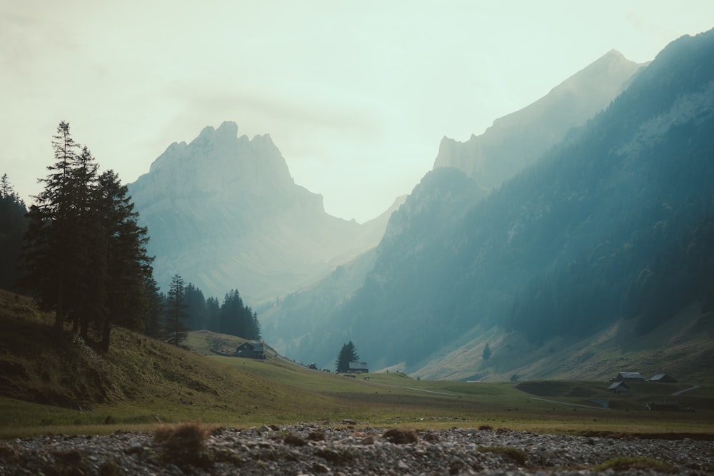 a valley between mountains