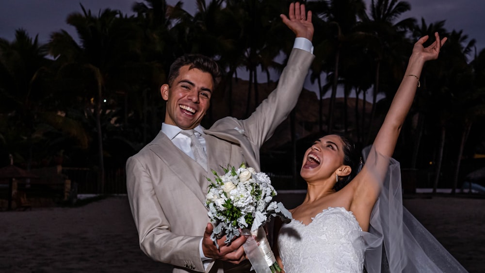 a man and woman posing for a picture