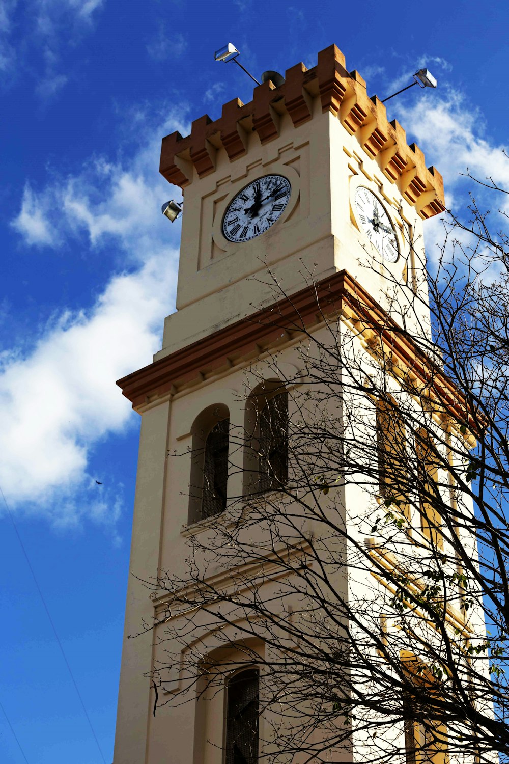 a clock tower with a bell