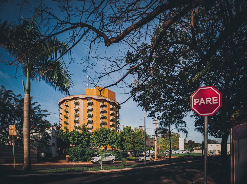 a stop sign on the street