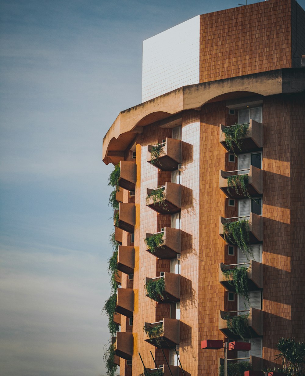 a tall building with balconies