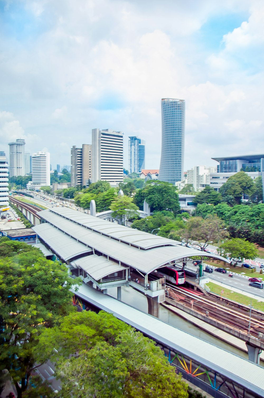 a train station in a city