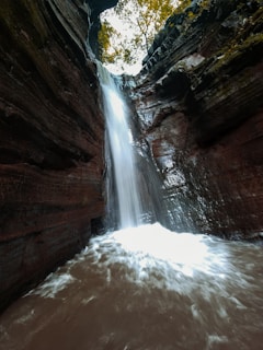 The San Ramón waterfall cascading down rocky cliffs.