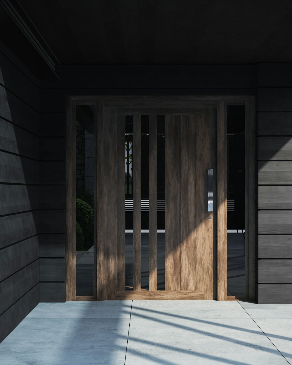 a wooden doorway in a building