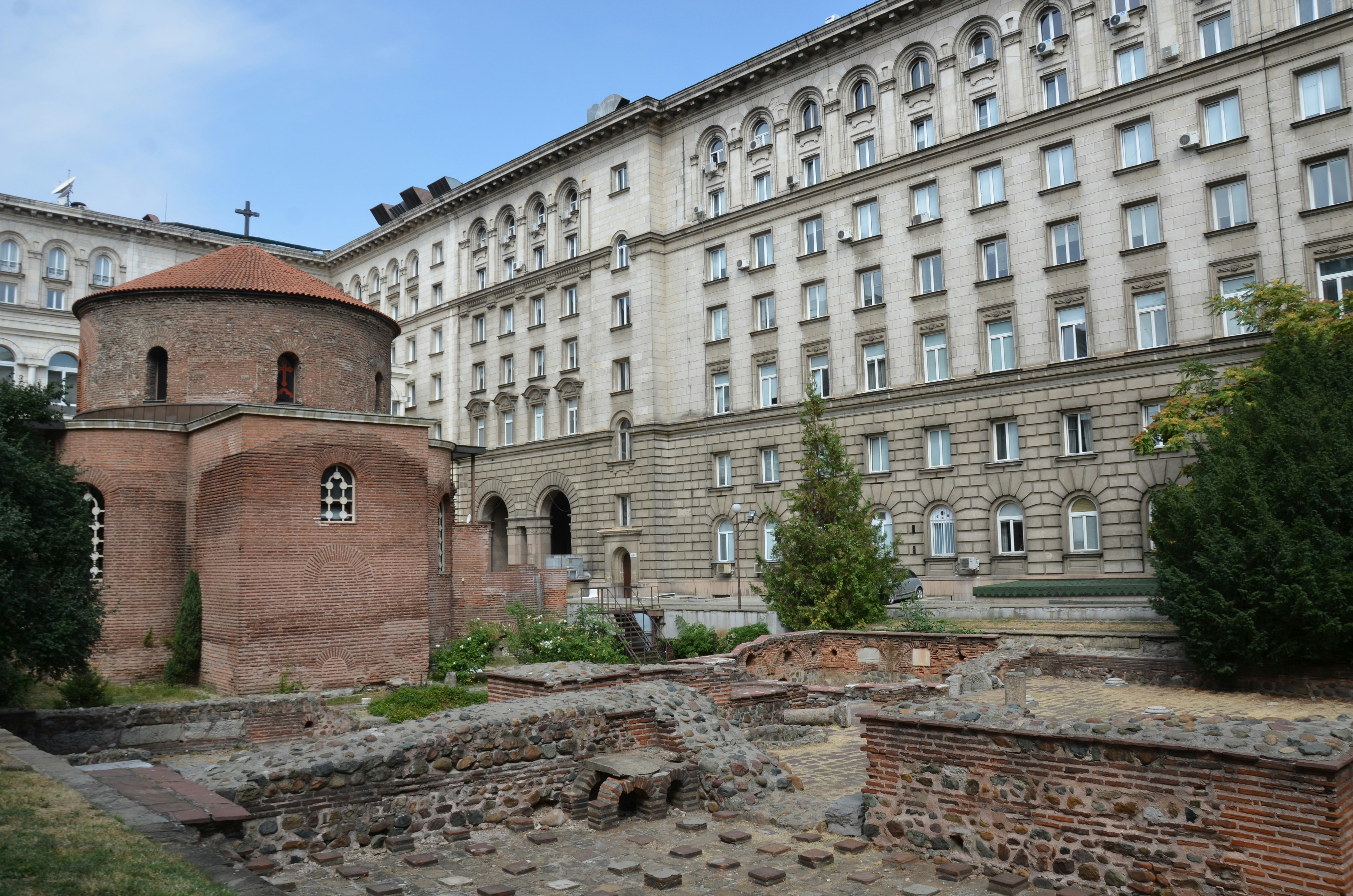 a large building with a tower