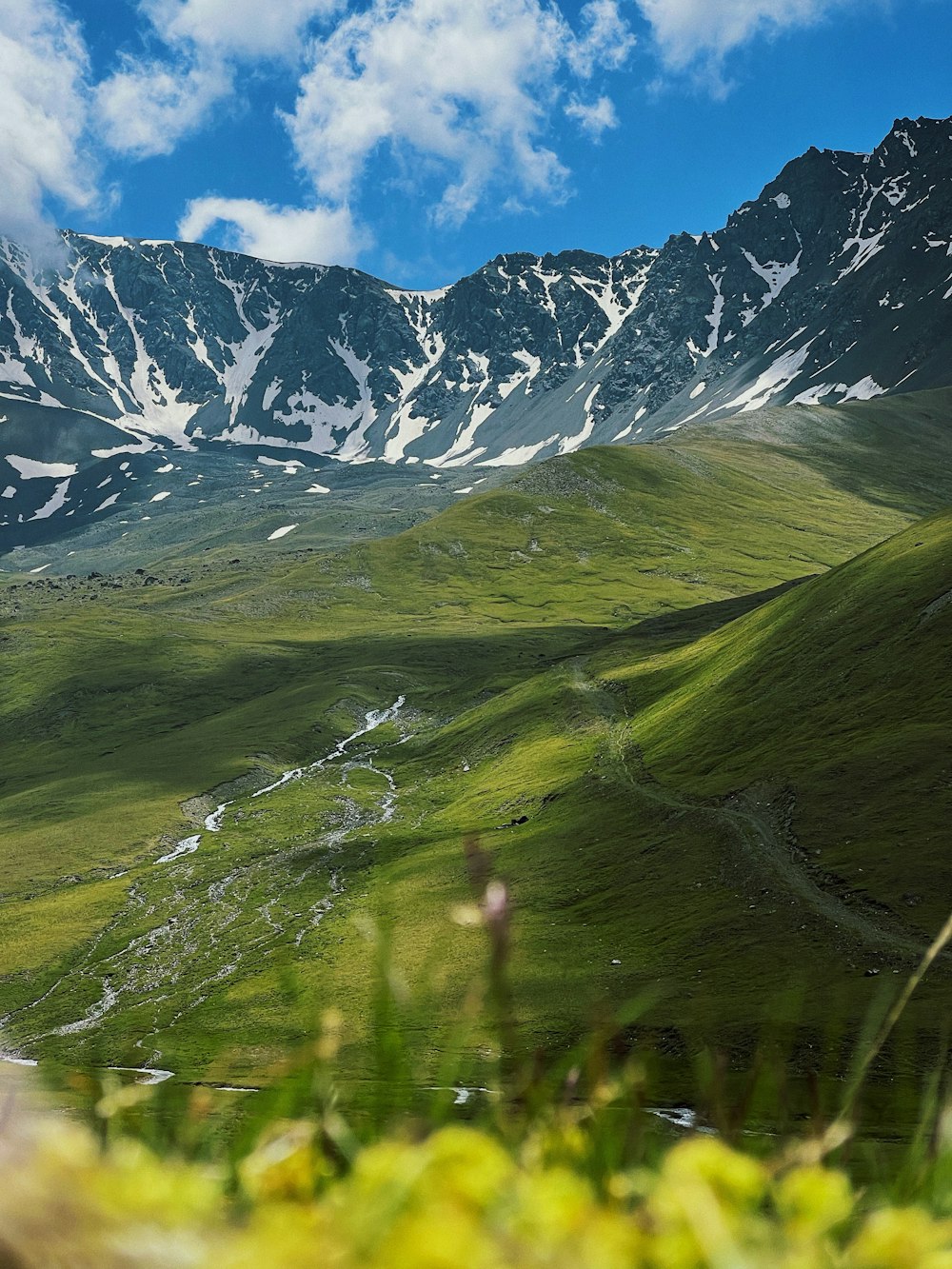 a valley between mountains