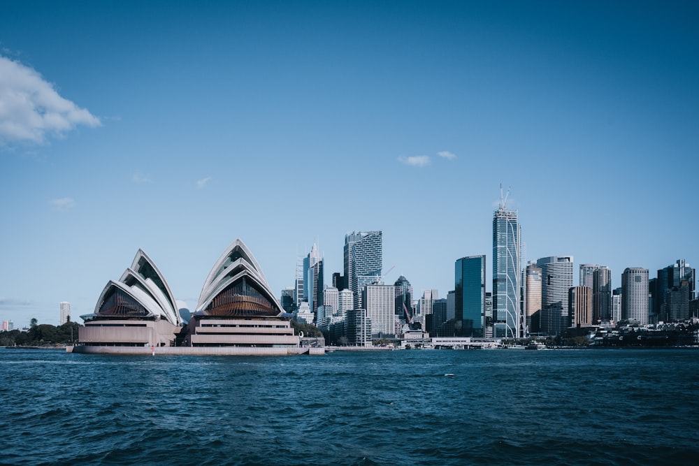 a city skyline across the water