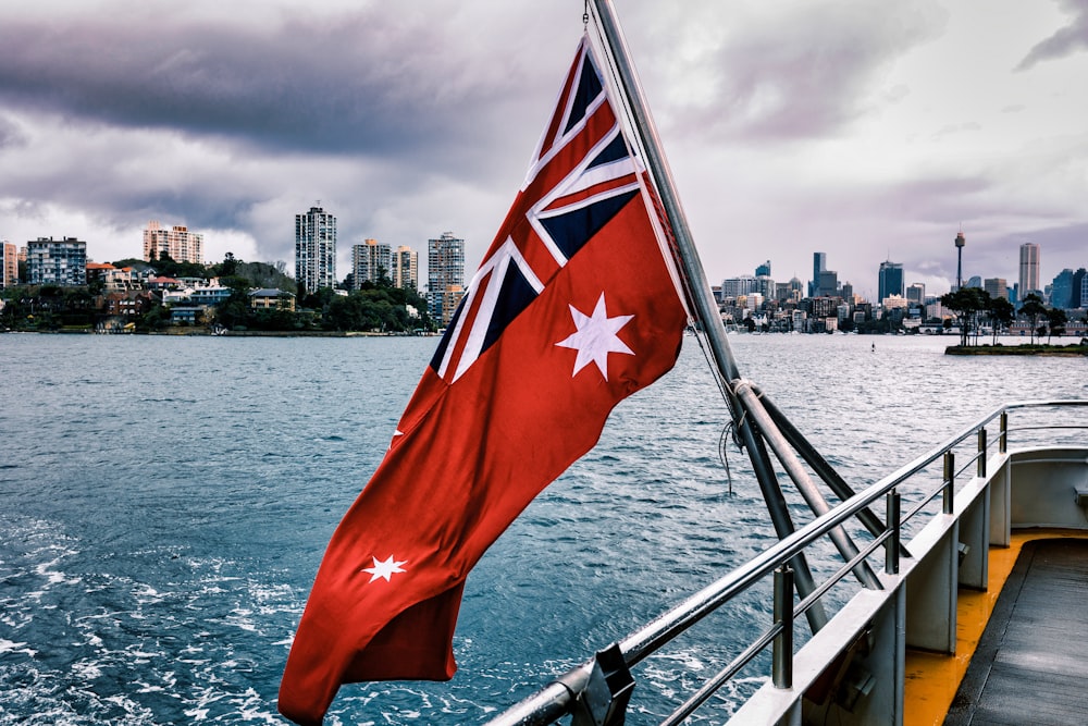 a flag on a boat