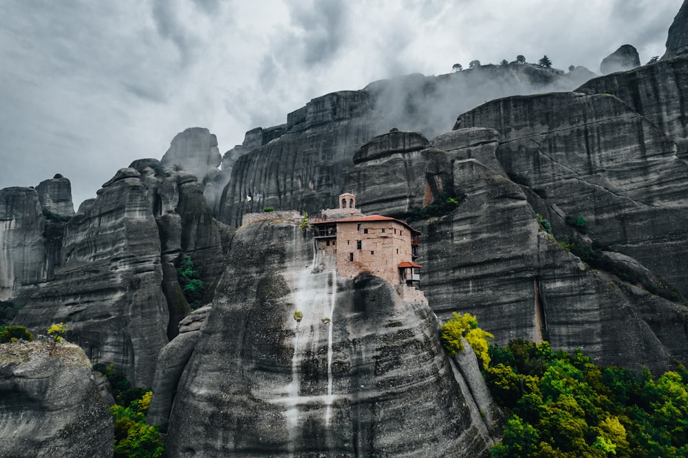 Meteora on a cliff