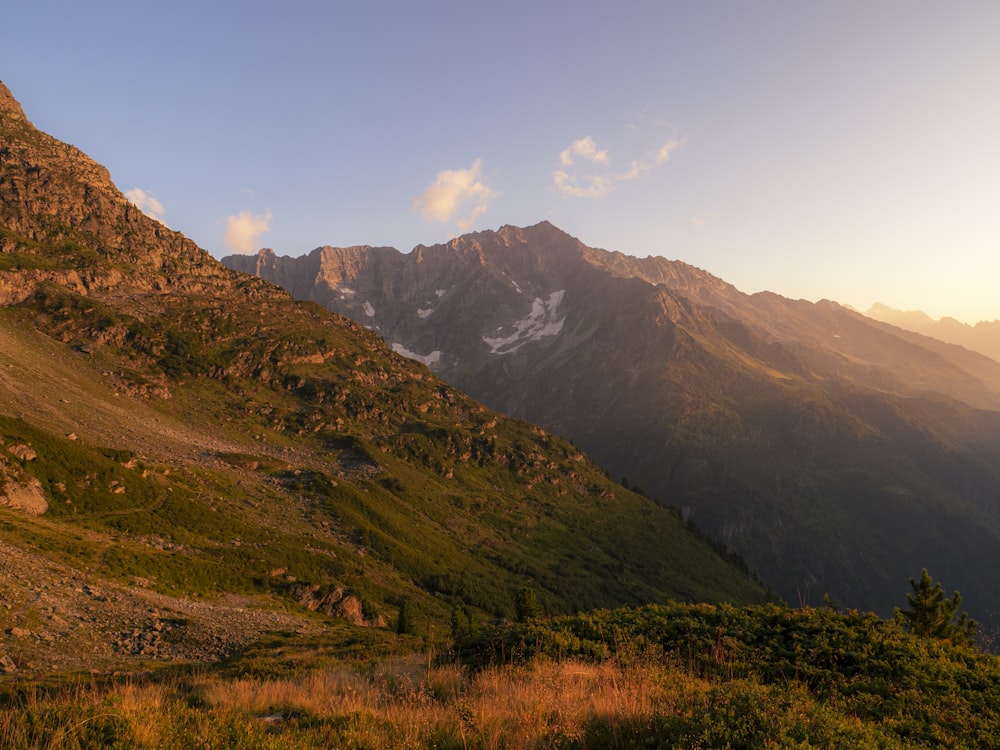 a mountain with snow