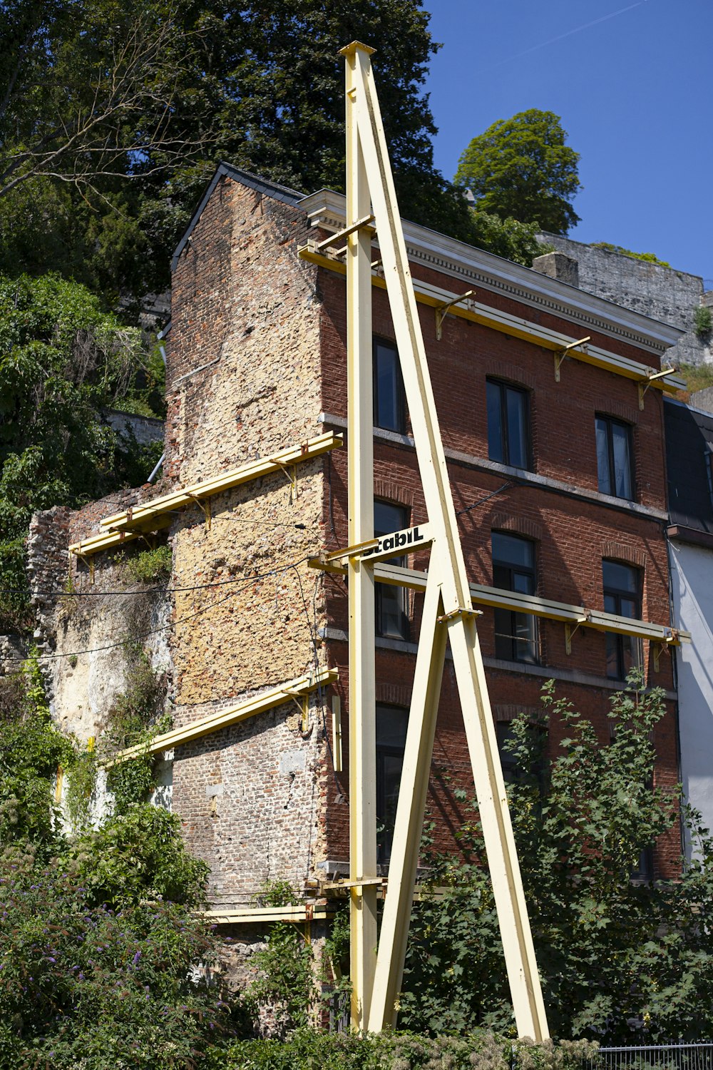 a ladder next to a building