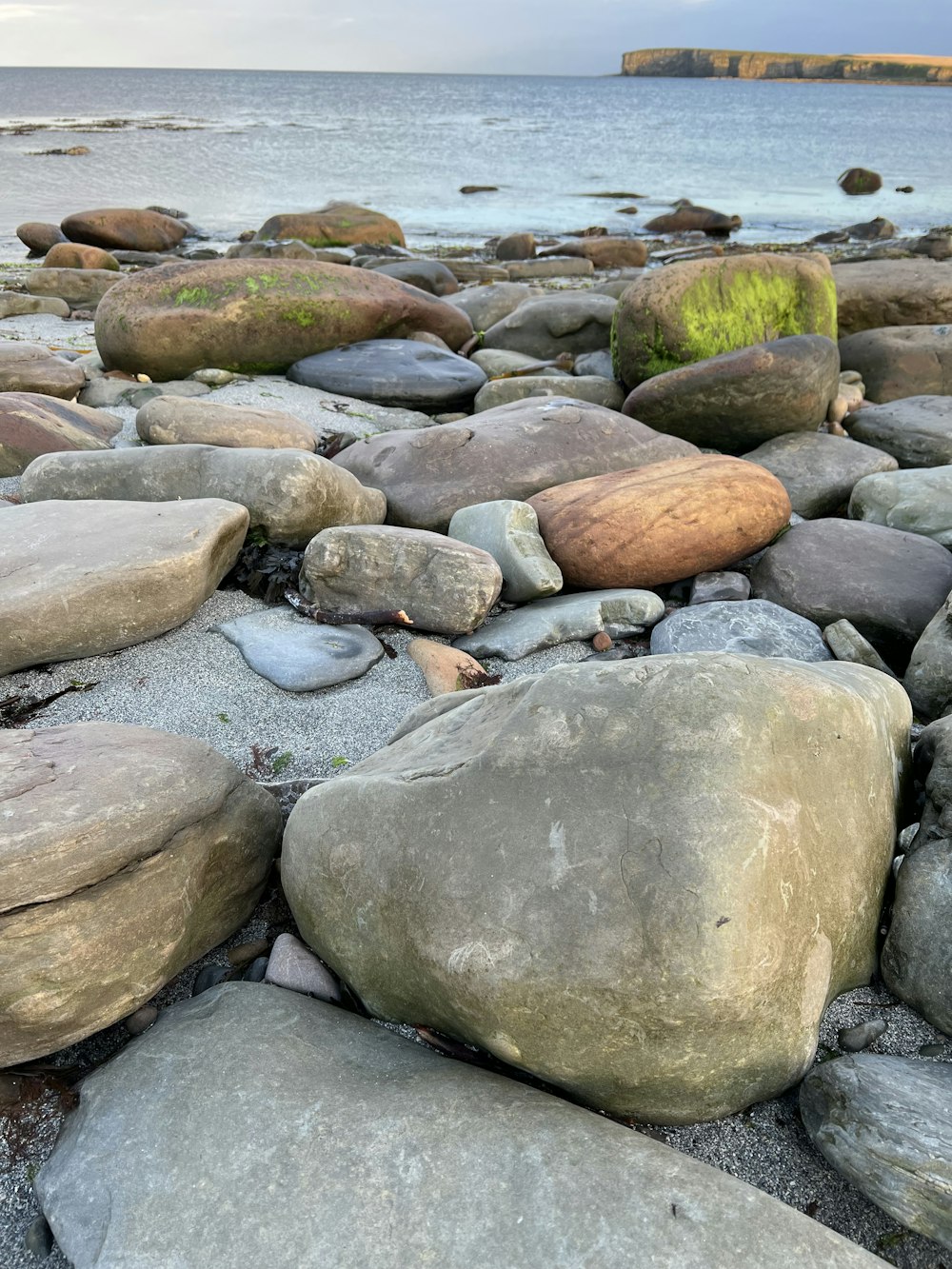 a group of rocks on a beach