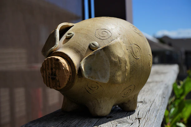 Close-up of a velvet-finished handcrafted piggy bank from Tulancingo with intricate details.