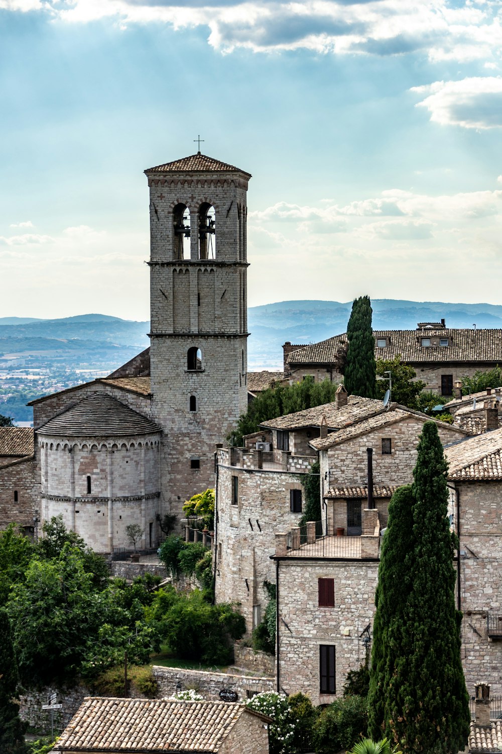 a stone building with a tower