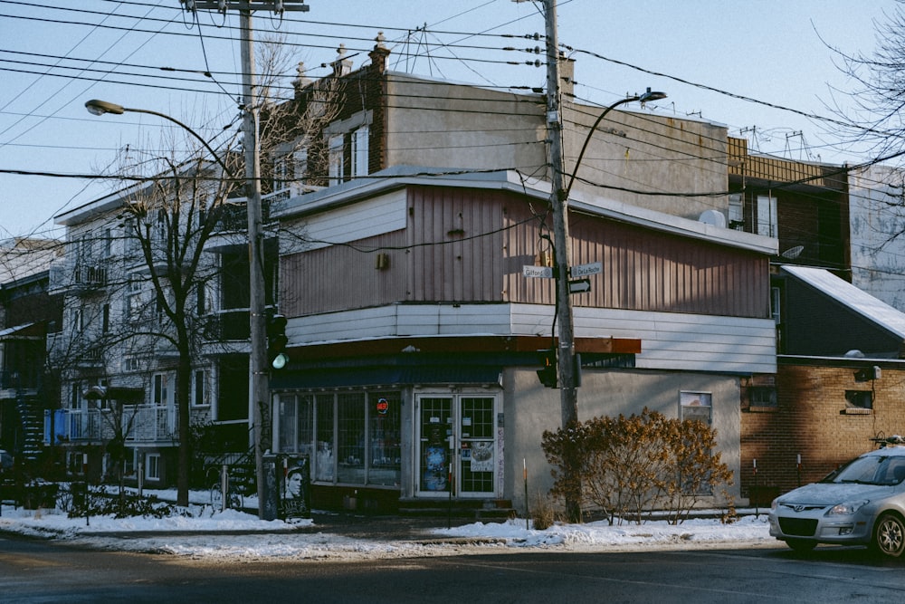 a building with a car parked in front of it