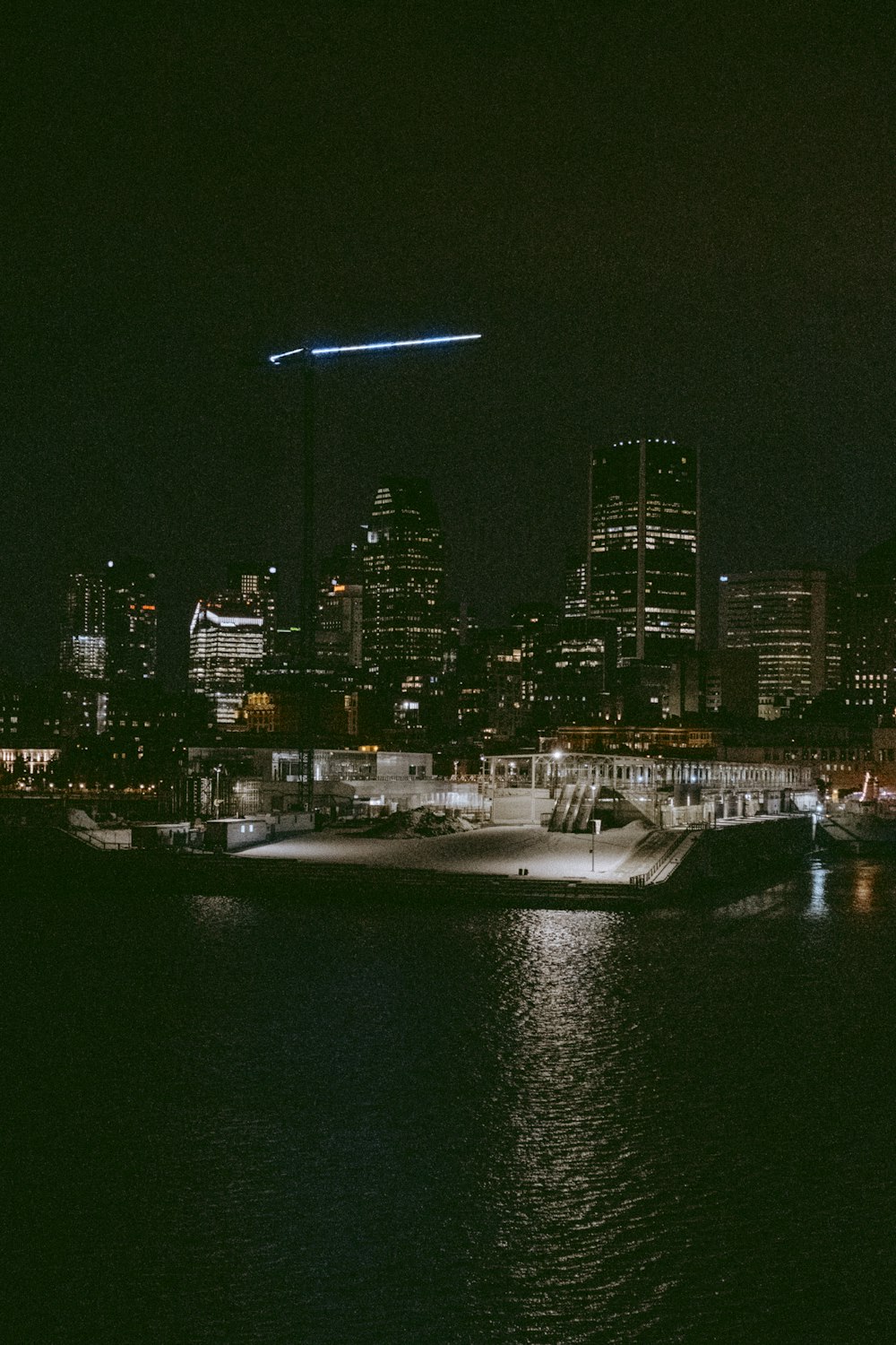 a city skyline at night