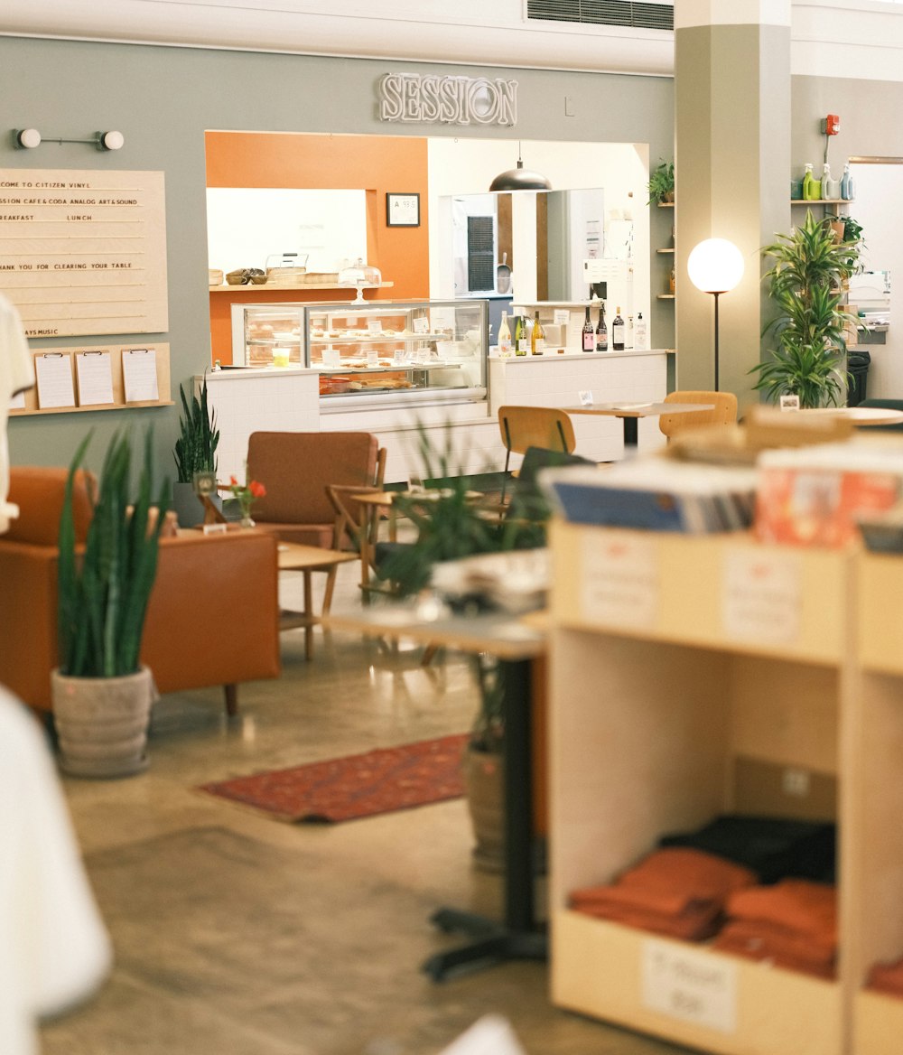 a room filled with furniture and a table