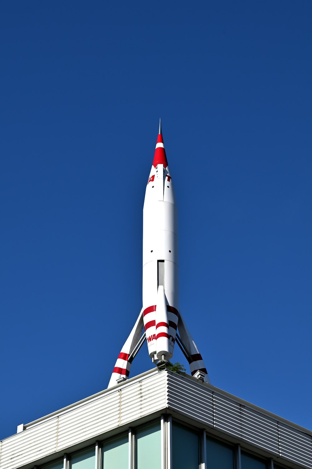 a rocket on a building