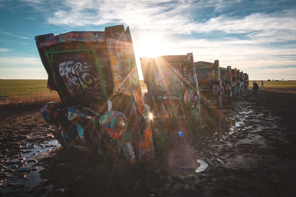 a large pile of colorful objects