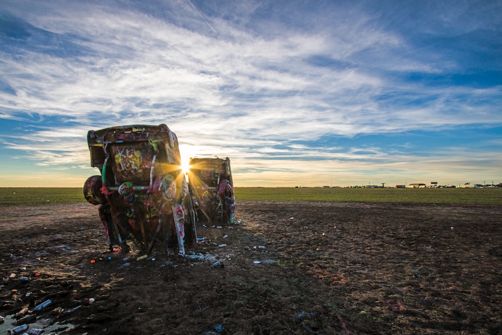 a tractor in a field