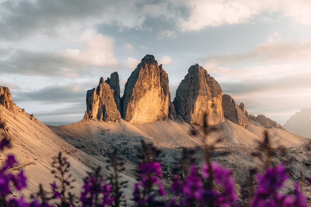 a group of tall rocky mountains