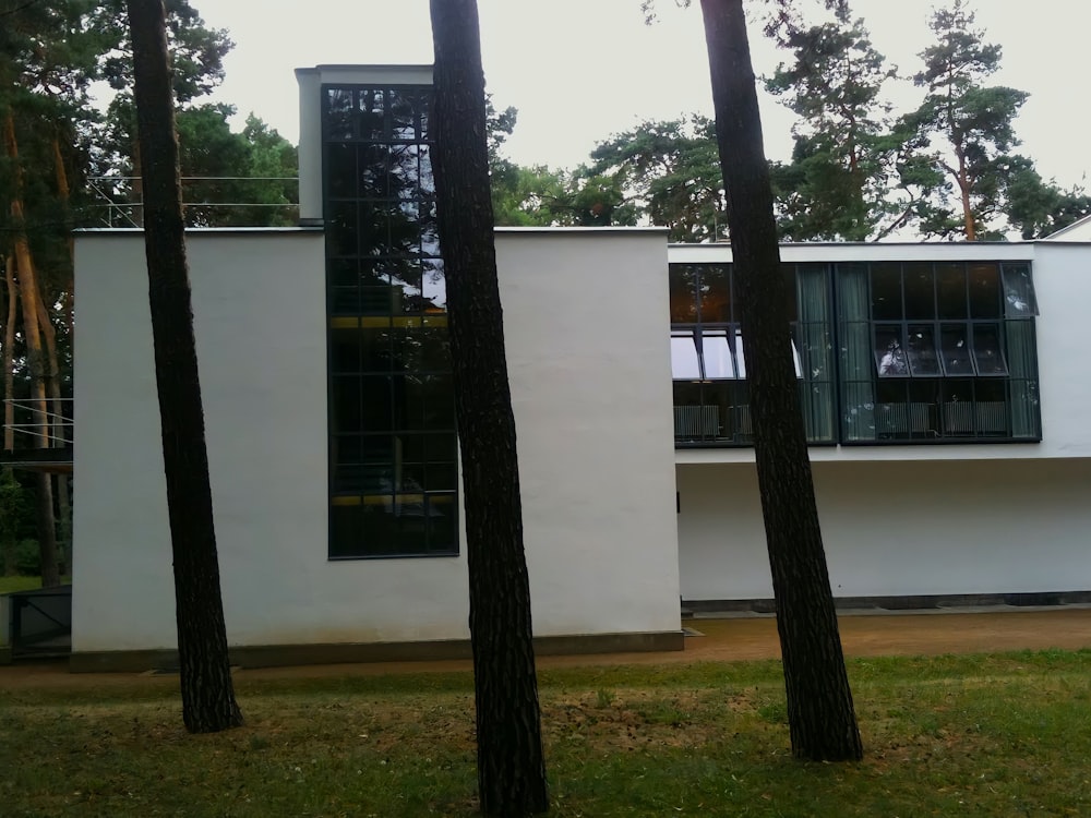 a building with trees in front of it