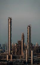 a factory with smokestacks