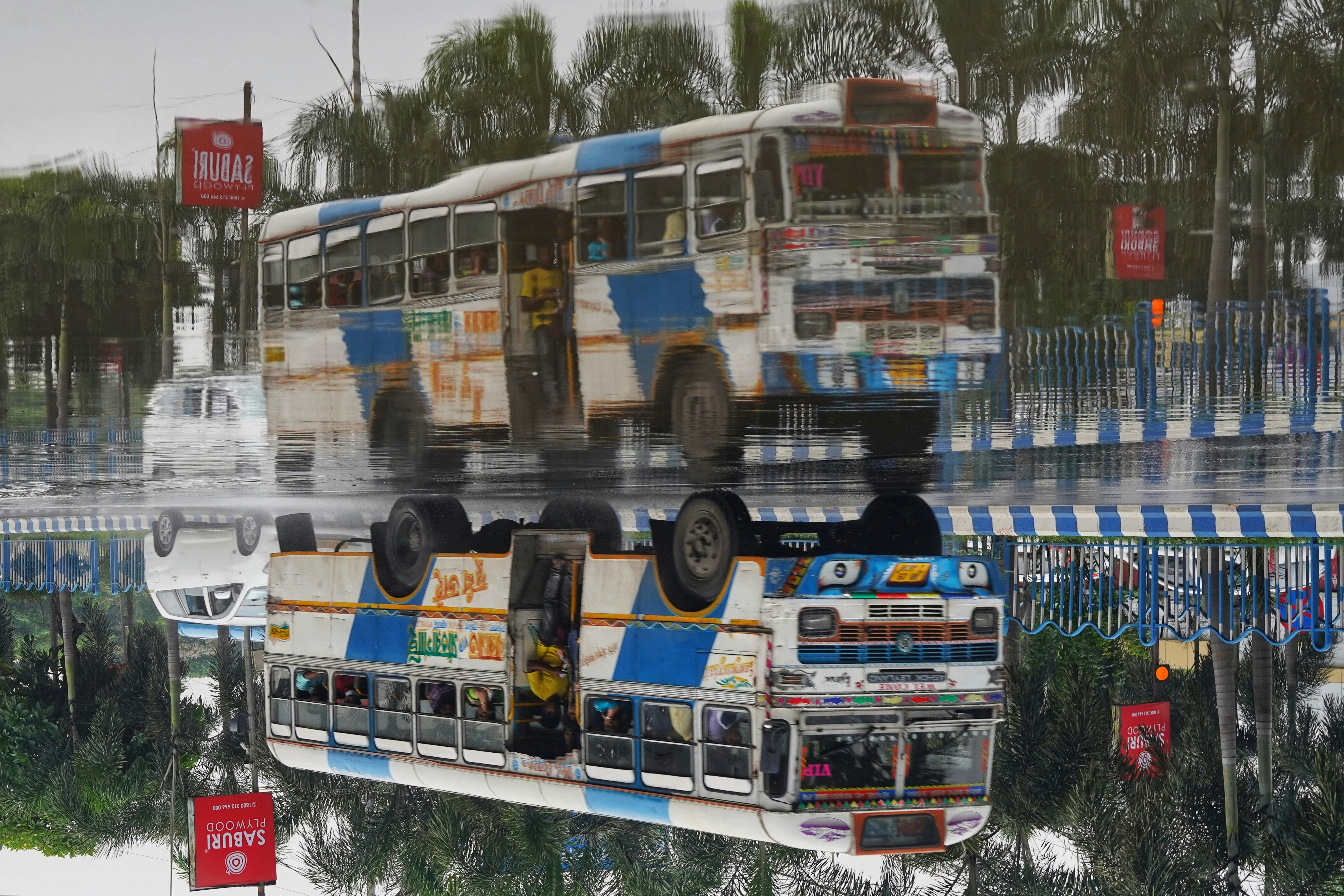 a double decker bus on the street